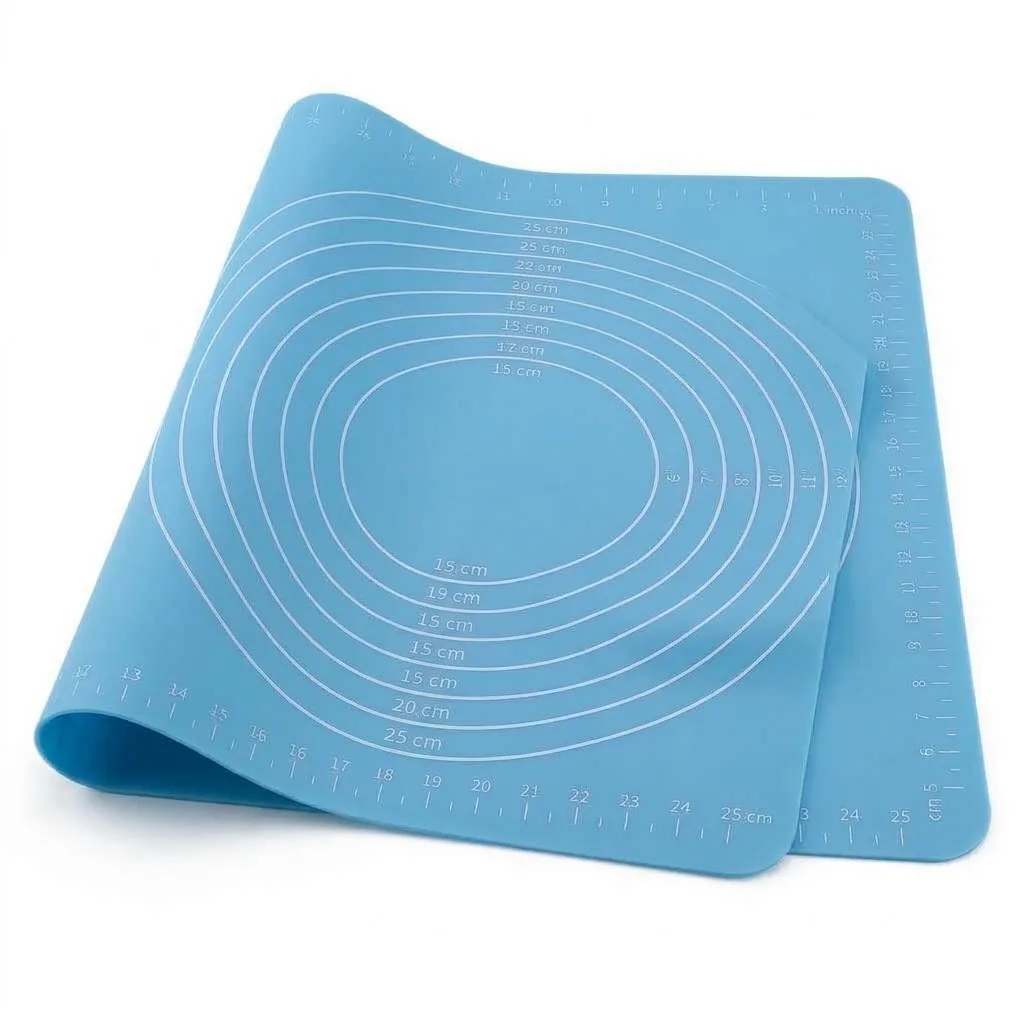 Tapis de Pâtisserie en Silicone Gradué Bleu – Tapis Antiadhésif avec Repères