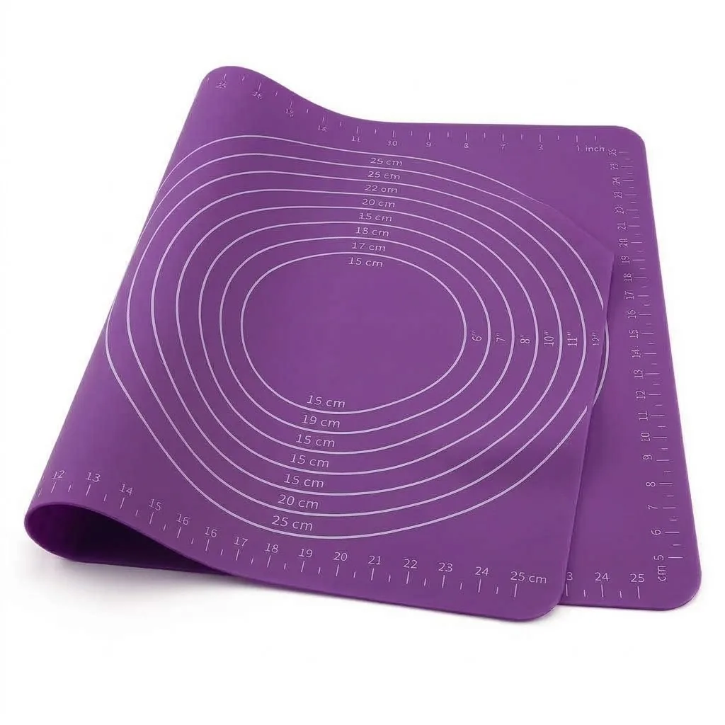 Tapis de Pâtisserie en Silicone Gradué Violet – Tapis Antiadhésif avec Repères