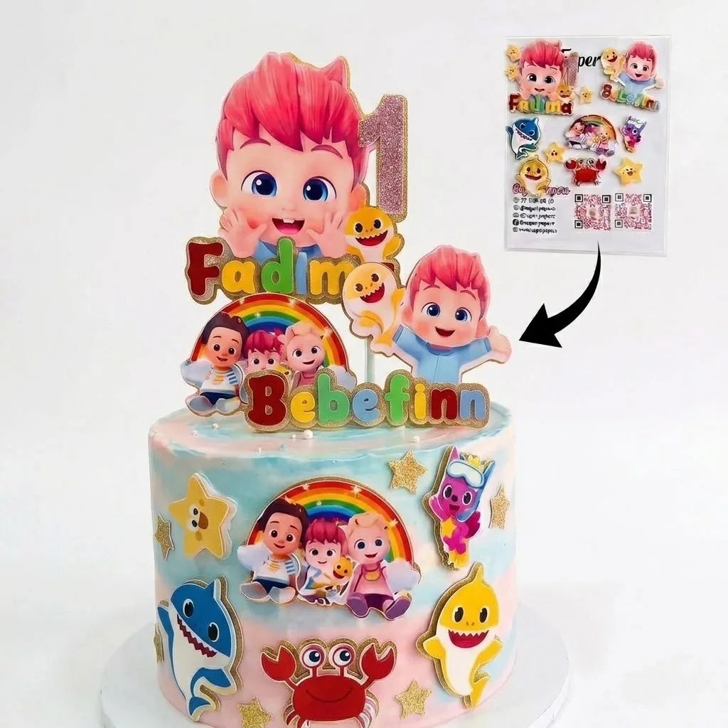 Cake Topper Personnalisé Thème Bebefinn & Mini Toppers Assortis