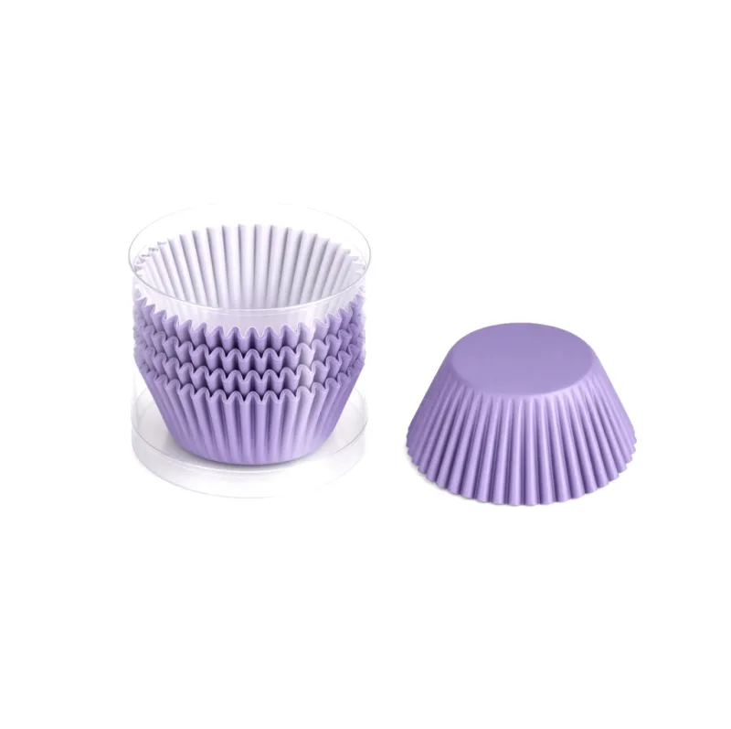 Caissettes à cupcakes mauve uni — lot de 104, tube transparent