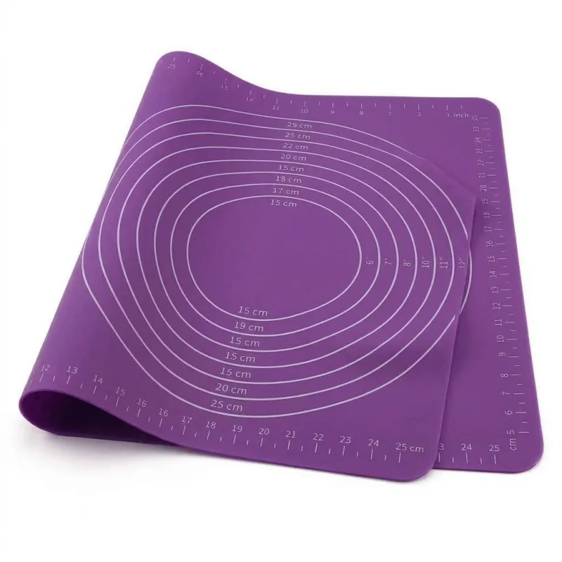 Tapis de Pâtisserie en Silicone Gradué Violet – Tapis Antiadhésif avec Repères