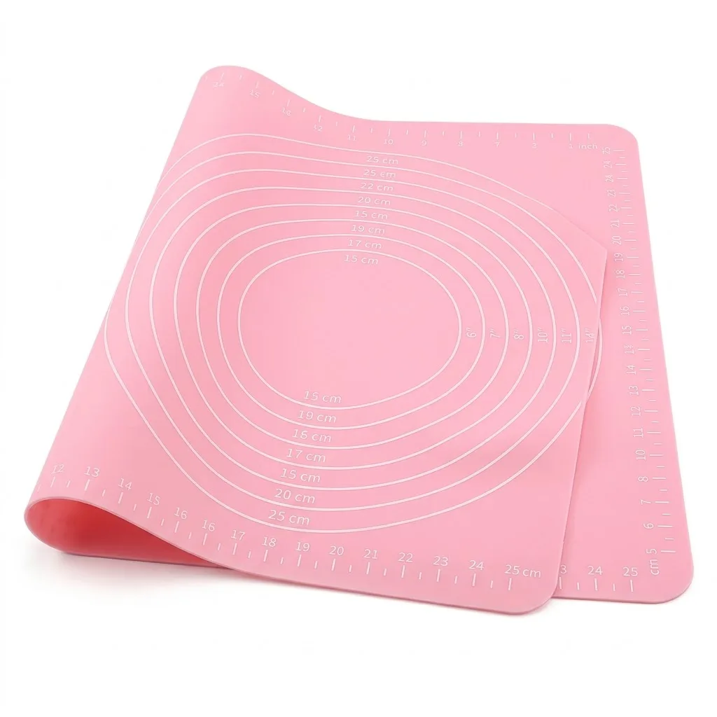 Tapis de Pâtisserie en Silicone Gradué Rose – Tapis Antiadhésif avec Repères