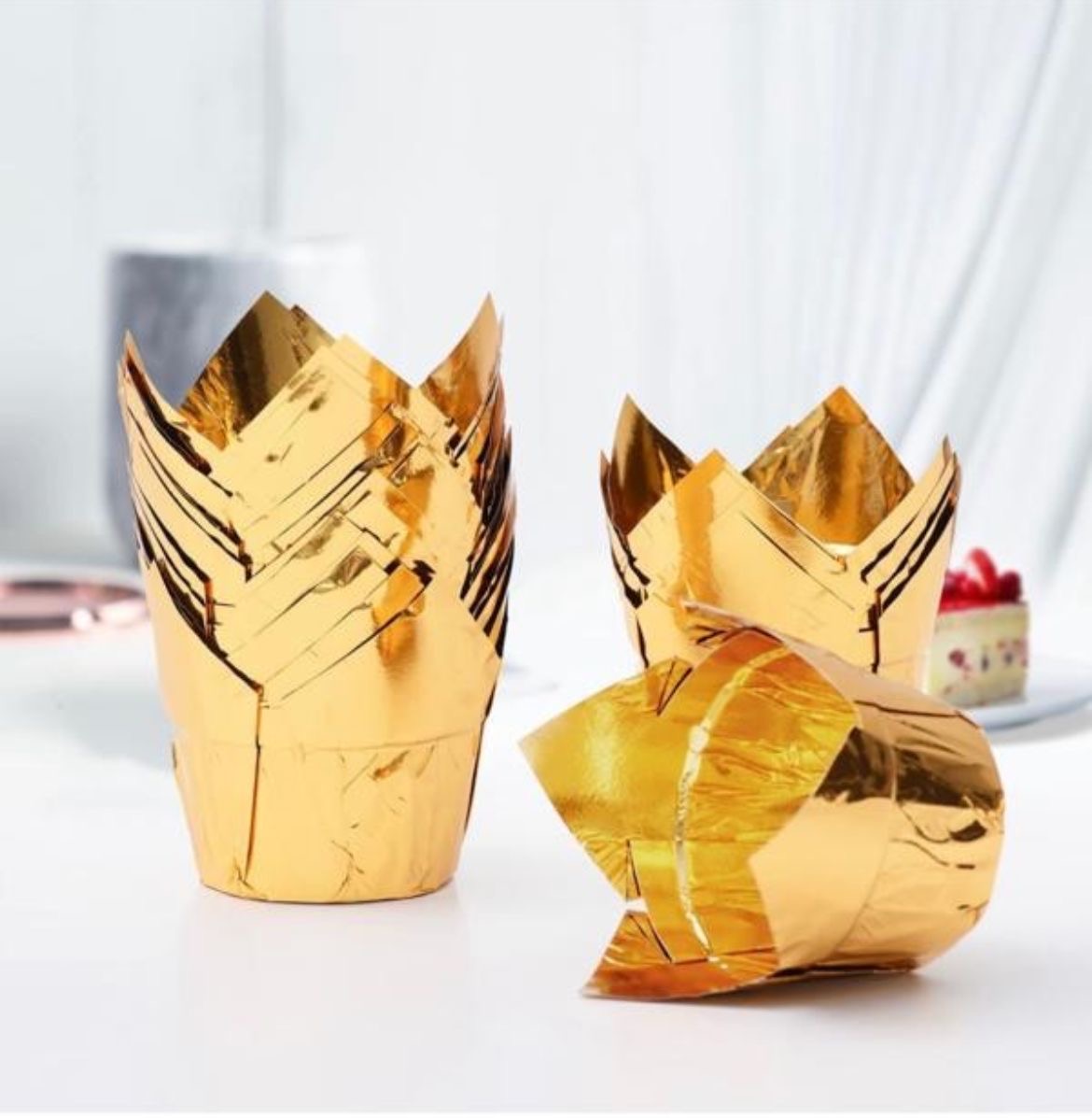 Lot de 100 caissettes à cupcake doré