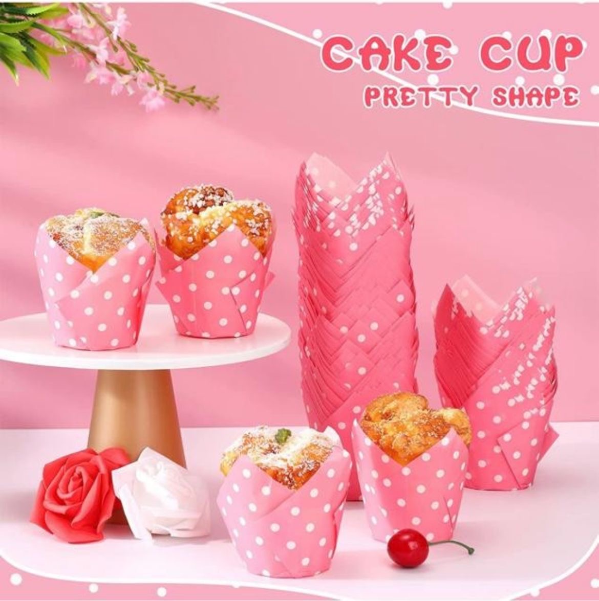 Lot de 100 Caissettes à Cupcake Rose
