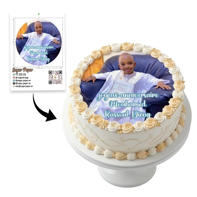 Photo Impression Comestible Personnalisée avec Photo et Texte (A4 et A3)