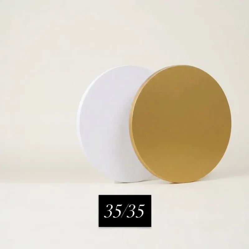 Cake Drum Rond Blanc, Or  - Ø 35 cm