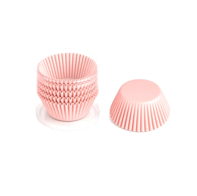 Caissettes à cupcakes rose pâle — lot de 104, tube transparent