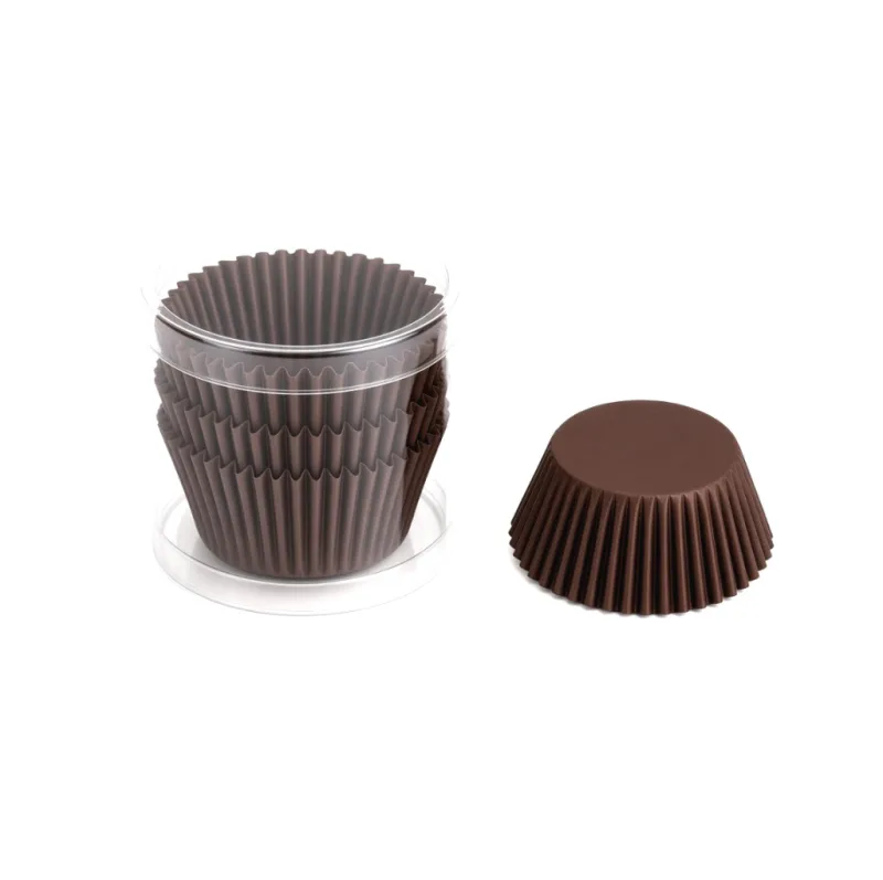 Caissettes à cupcakes marron chocolat — lot de 104, tube transparent