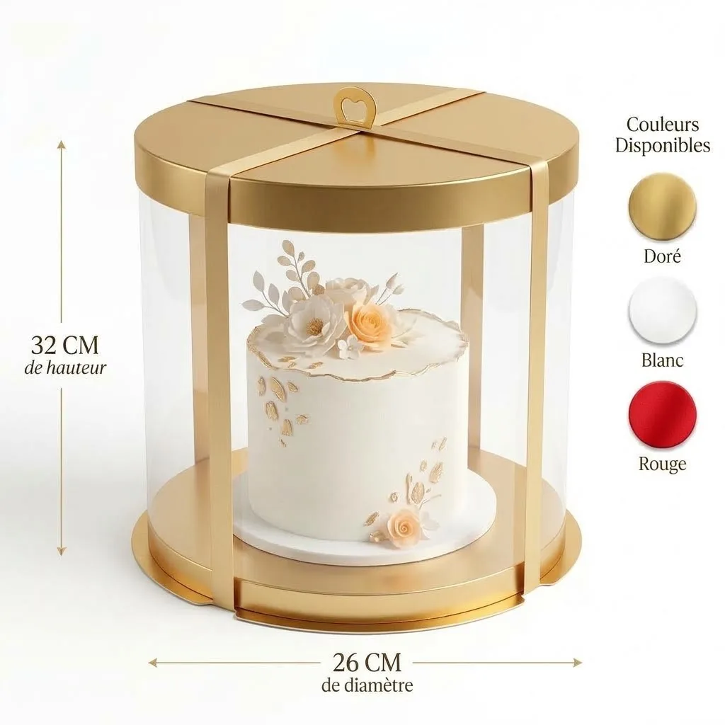 Boîte à Gâteau Ronde Transparente – Ø 26 cm x H 32 cm