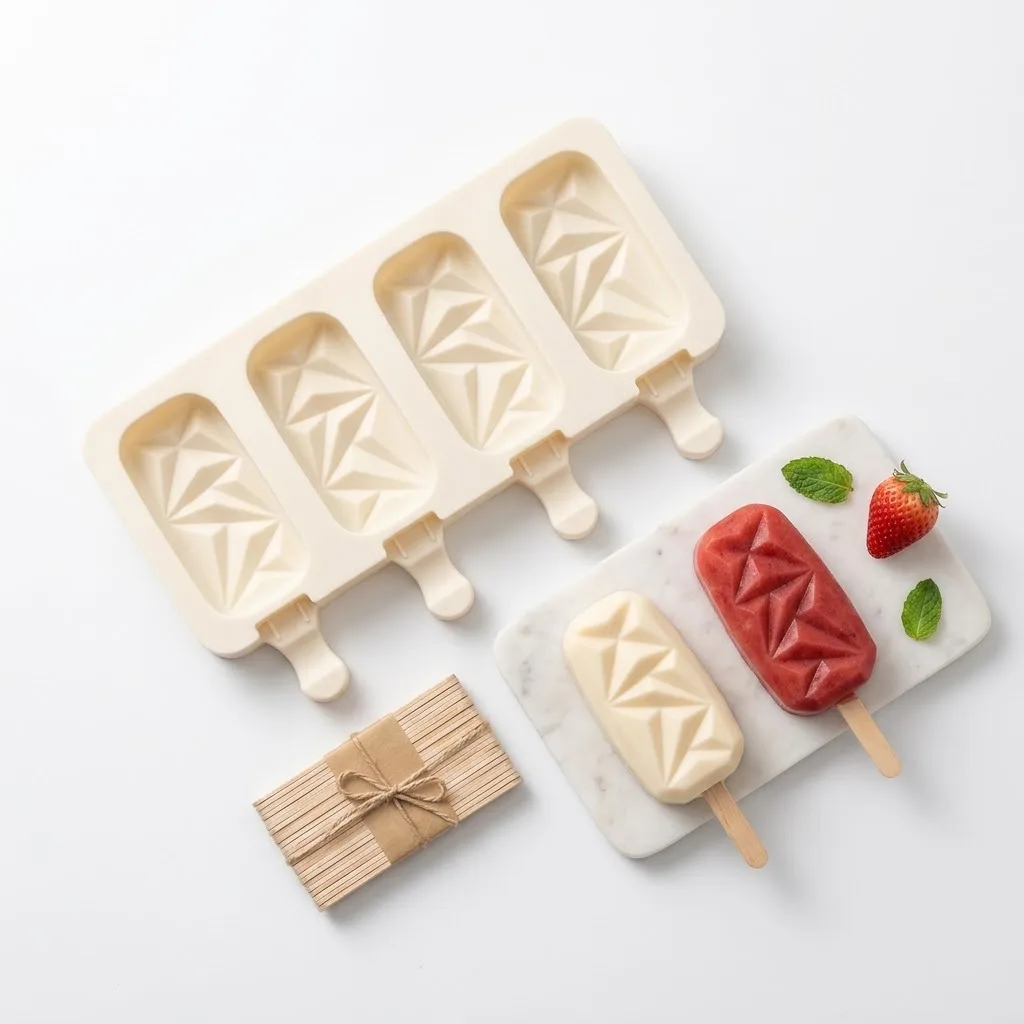 Moule à Glaces et Cake sicles en Silicone Origami Géométrique – 4 emplacements