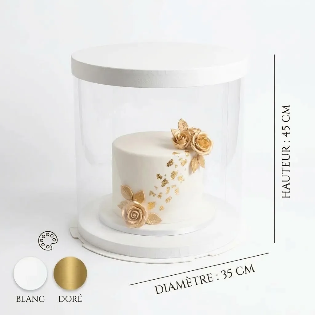 Boîte à Gâteau Carrée Transparente XL avec Nœud – 35 x 45 cm
