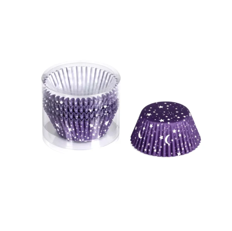 Caissettes à cupcakes étoiles et lune — lot de 104, tube transparent
