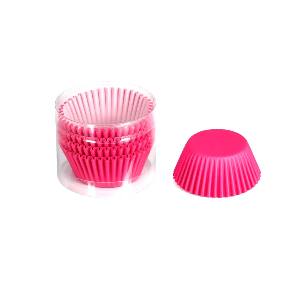 Caissettes à cupcakes fuchsia — lot de 104, tube transparent