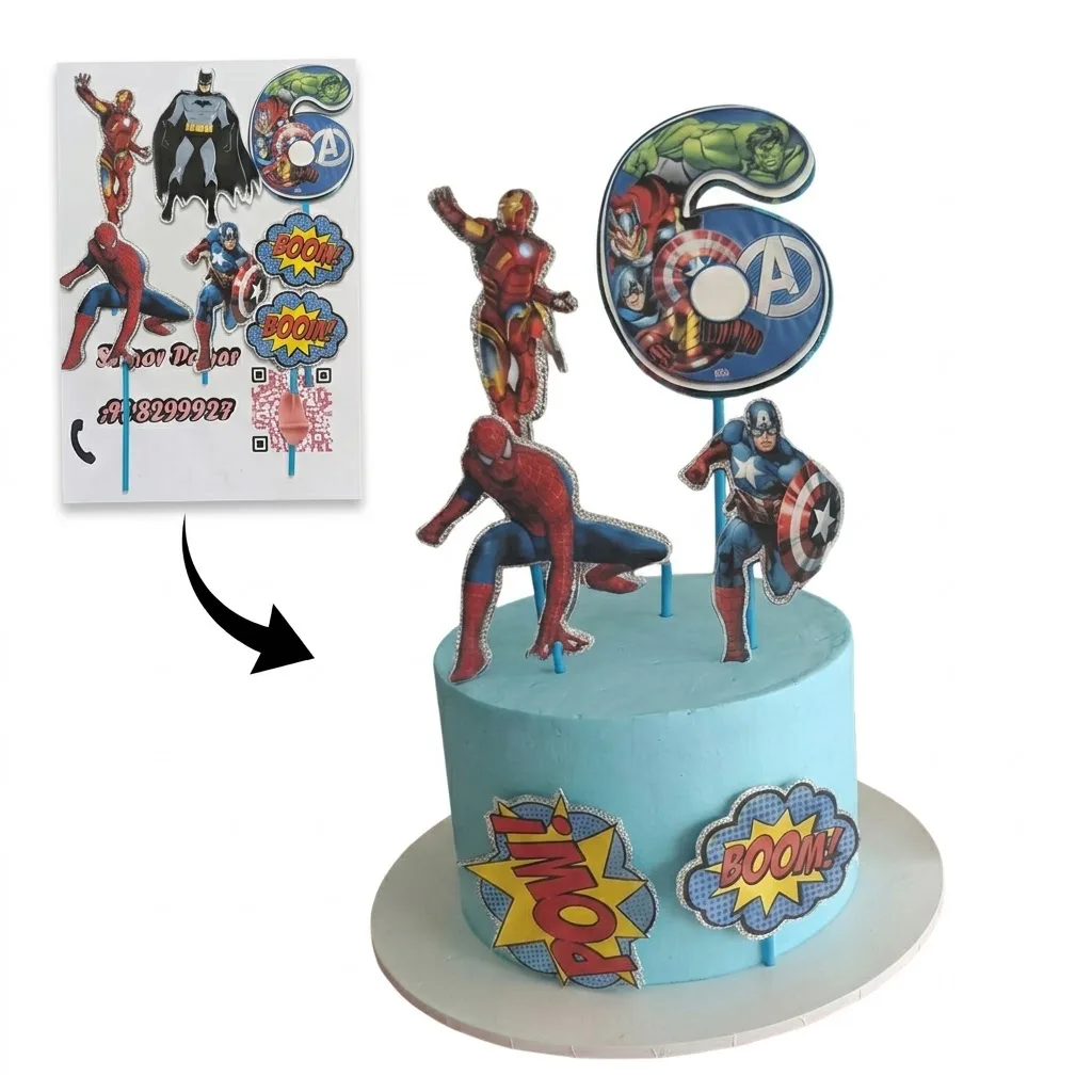 Kit Cake Topper Super-Héros – Chiffre Personnalisé & Figurines Action