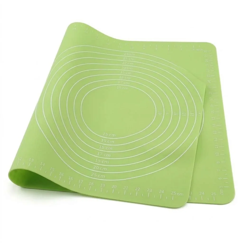 Tapis de Pâtisserie en Silicone Gradué Vert – Tapis Antiadhésif avec Repères